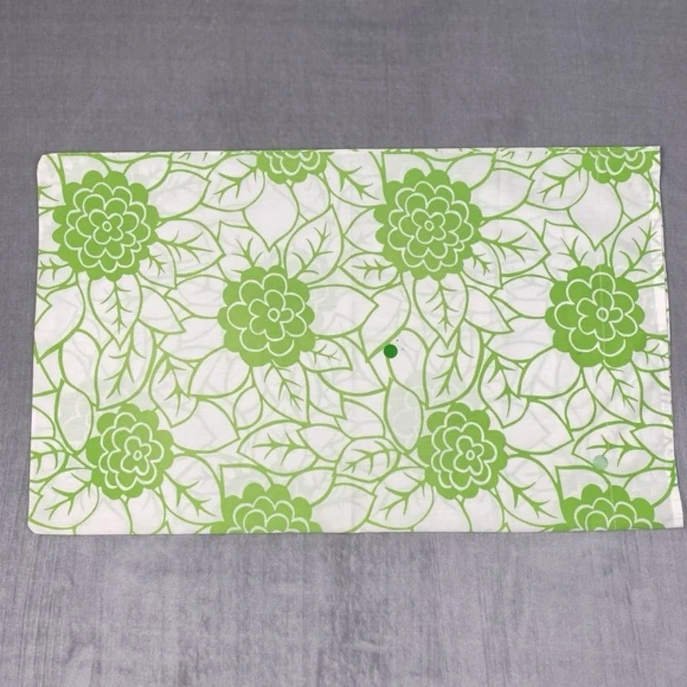 Vtg 60s 70s Pillowcase Mod Green Floral No Tags Funky Groovy Psychedelic‎ Boho